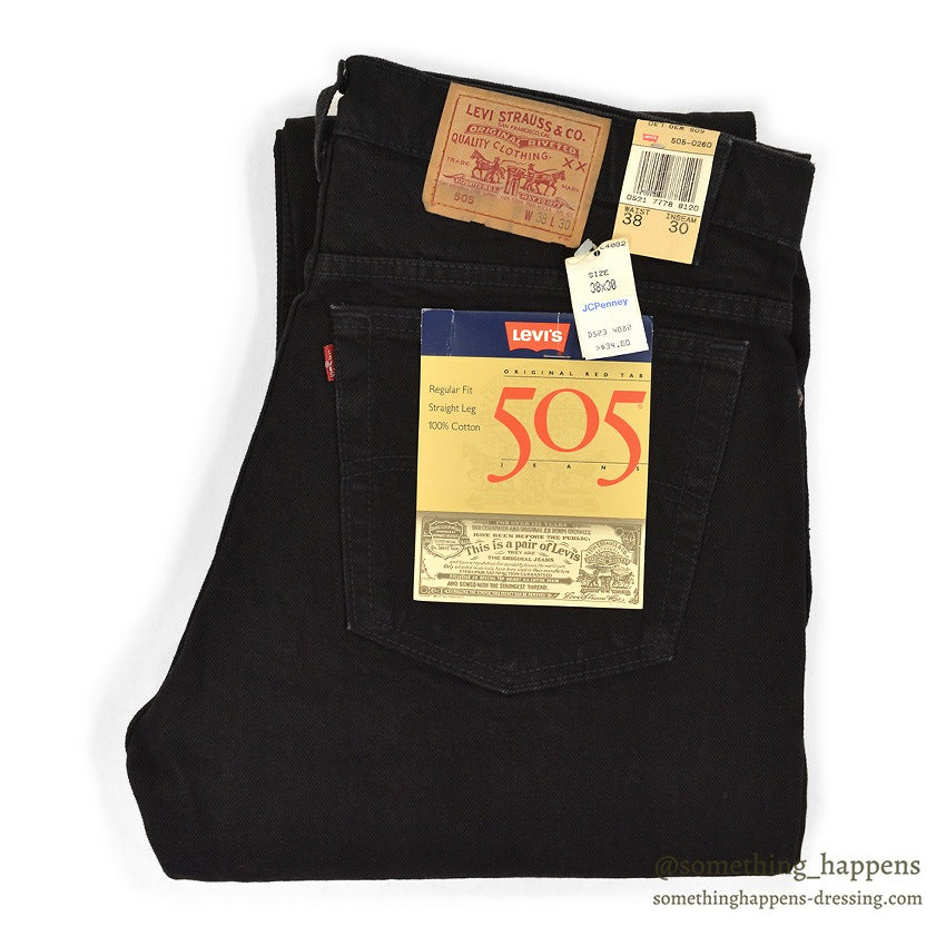 1980's DEADSTOCK Levi's 505 BLACK DENIM PANTS ... W38/L30