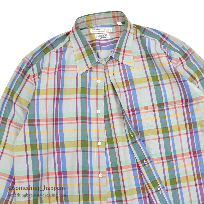 ~1980's CUZZENS PLAID COTTON DRESS SHIRT MADE IN IATLY 2 ... L