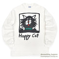 1980's~ HANES HAPPY CAT ART HAND PAINTED L/S TEE ... XL