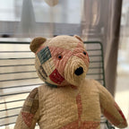 ANTIQUE CALICO PATCHWORK QUILTED TEDDY BEAR...