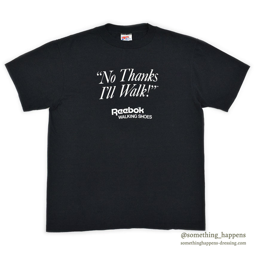 1980's ANVIL REEBOK " No Thanks I'll Walk! "ADVERTISING T-SHIRT BLACK ... XL