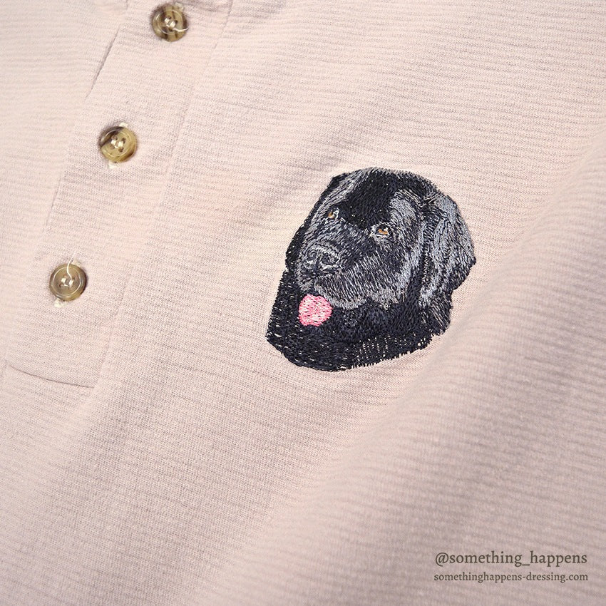 1990's ONEITA DOG EMBROIDERY HENLEY NECK T-SHIRT... L