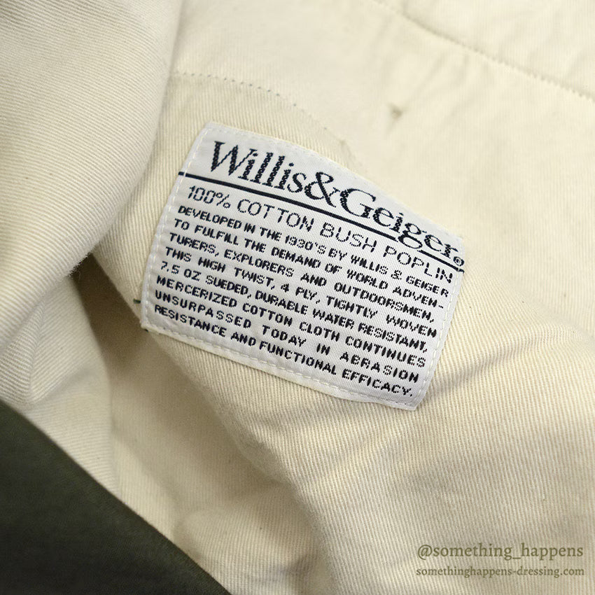 1990's WILLIS & GEIGER BUSH POPLIN SHORTS OLIVE ... W34
