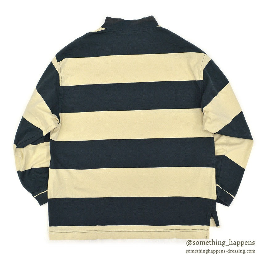 1990's DEADATOCK GAP GREEN/CREAM WIDE STRIPE COTTON L/S TEE ... S