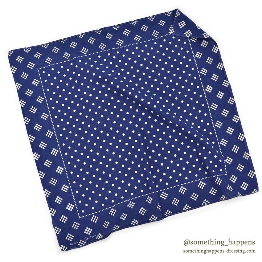 1930's~ ELEPHANT BRAND WHITE DOTS NAVY BANDANA TRUNK DOWN ...