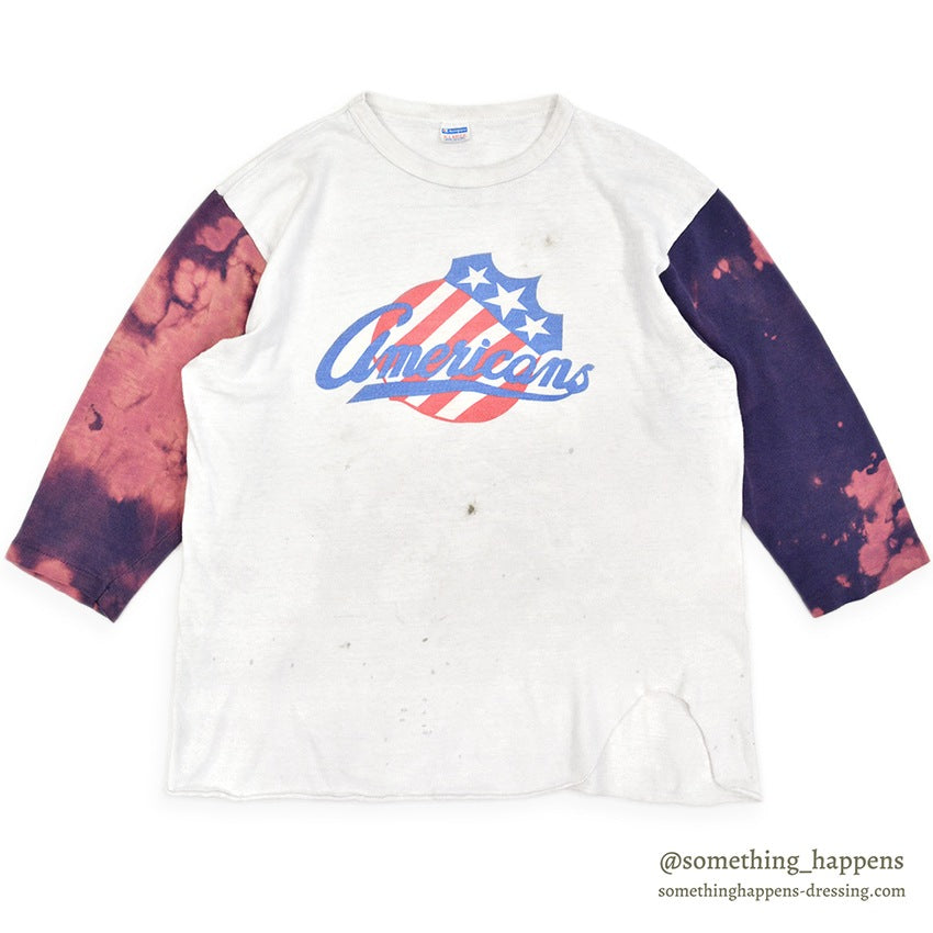 1970's CHAMPION BLUE BAR TAG BLEACH SLEEVE BASEBALL TEE...XL