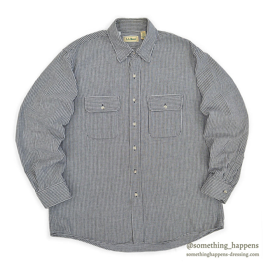 1990's LLBEAN SHEPHERD CHECK FLANNEL SHIRT...L