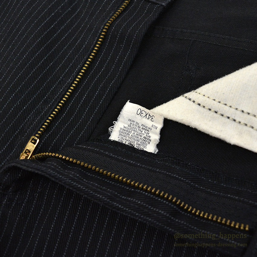 1980's Lee 200 STRIPE BLACK COTTON PANTS... W33/L27
