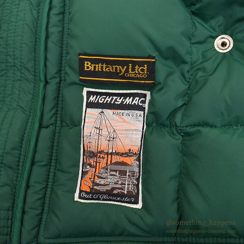 1970's MIGHTY-MAC NORSAC PRIME GOOSE DOWN VEST / GREEN ... M
