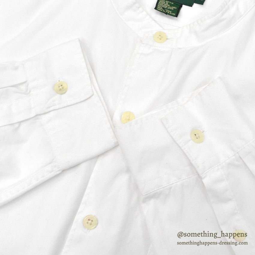 1980's J.CREW NO COLLAR WHITE SHIRT...M