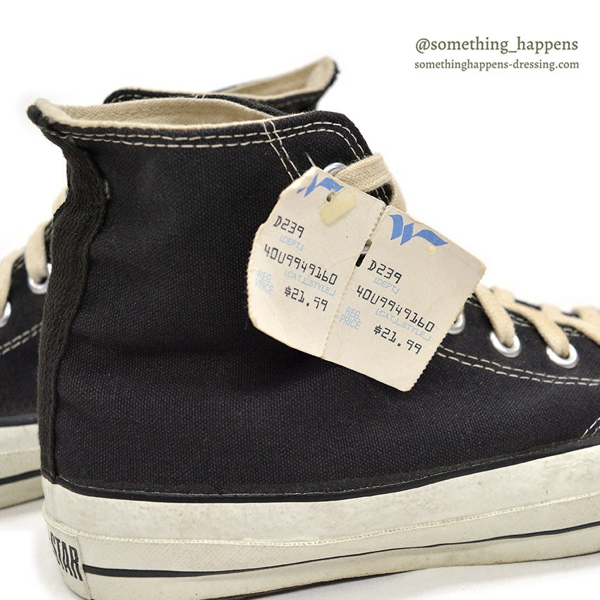 1970's~ DEADSTOCK CONVERSE CHUCK TAYLOR HI BLACK / DIFFERENT AGES... 7 1/2