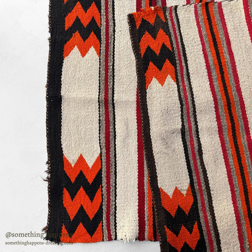 c.1940's NAVAJO RUG UNUSUAL ZIGZAG AND STRIPED PATTERN ... 153cm/82cm