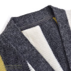 1960's STRIPED YELLOW/WHITE/GRAY KNIT CARDIGAN ...