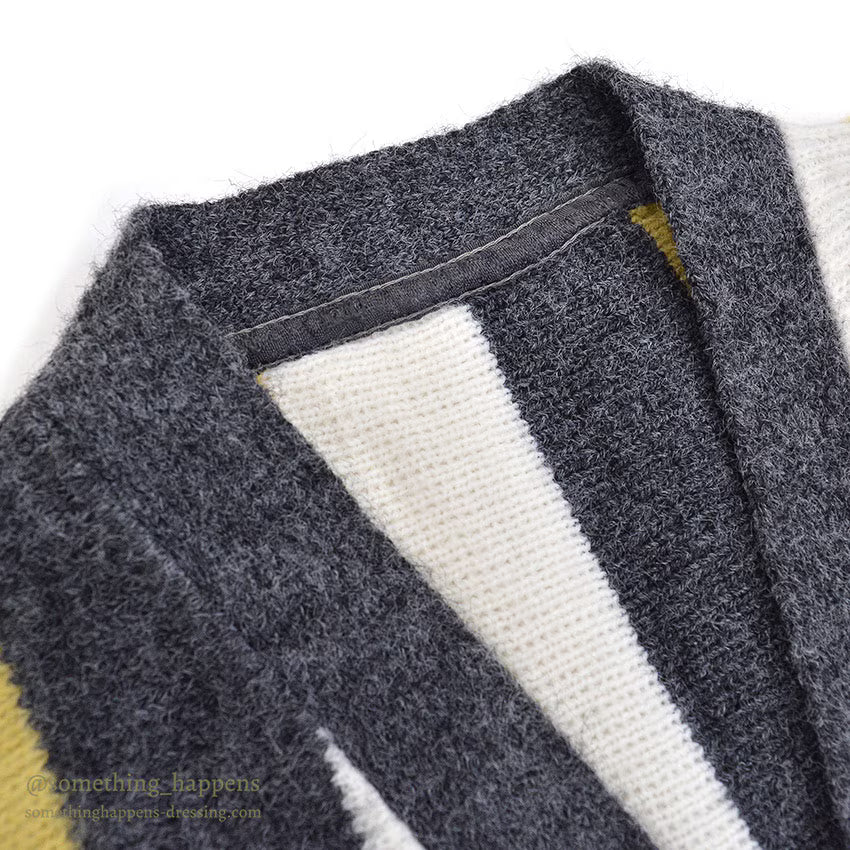 1960's STRIPED YELLOW/WHITE/GRAY KNIT CARDIGAN ...