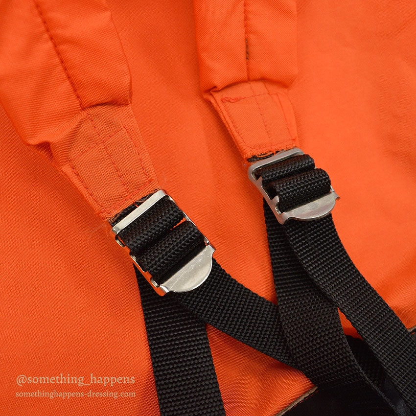1970's EDDIE BAUER ORANGE NYLON/LEATHER RUCK SACK...