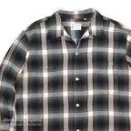 1960's TOWNCRAFT GREEN OMBRE PLAID RAYON SHIRT...L