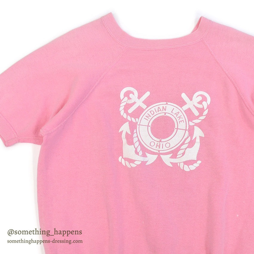 1960's INDIAN LAKE OHIO S/S SWEAT SHIRT / PINK...