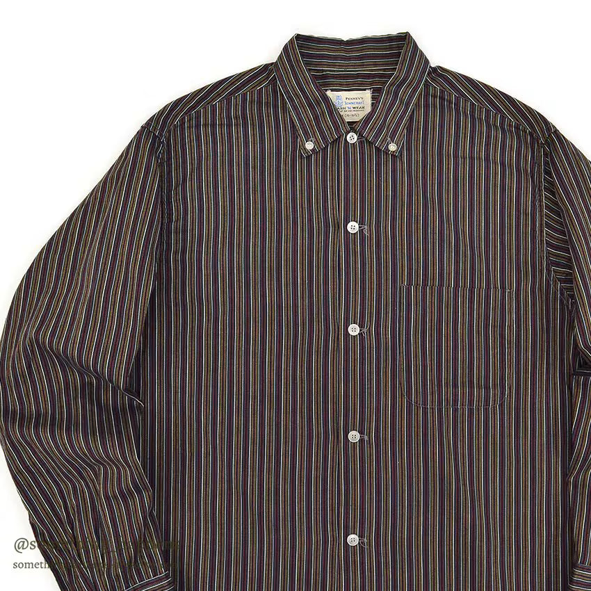 1960's TOWNCRAFT MULTI STRIPE B/D SHIRT...M
