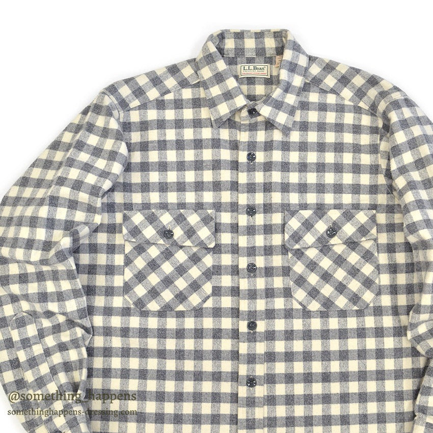 1990's LLBEAN SMALL BLOCK PLAID CHAMOIS CLOTH SHIRT... 151/2