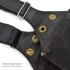 ~1970's OLD BLACK COTTON / LEATHER HUNTING BAG...