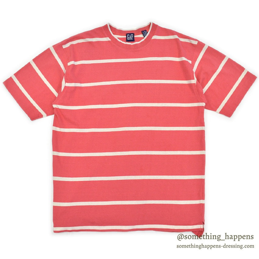 ~1990's GAP PINK/WHITE STRIPE COTTON T-SHIRT ... M