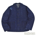 1940's USNAVY WW2 SHAWL COLLAR DENIM JACKET / DARK AND DAMAGED...