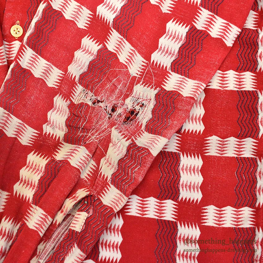 ~1950's GEOMETRIC ZIG ZAG PATTERN PRINT FLANNEL SHIRT...