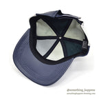 1990's NAVY/WHITE LEATHER PANEL CAP...