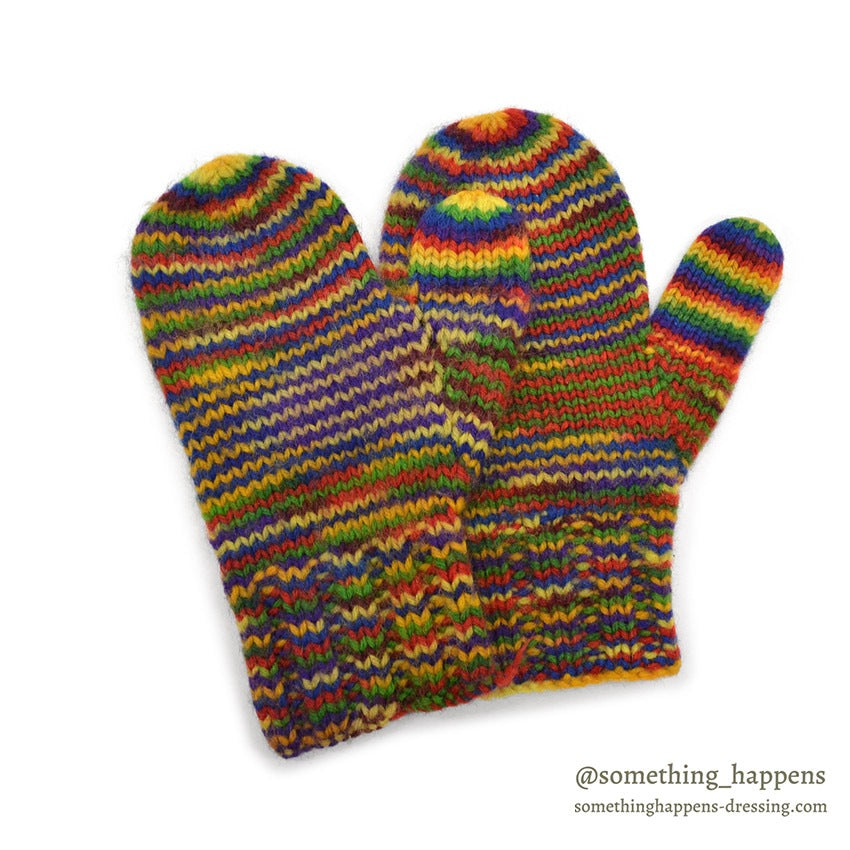1960's HOME MADE HAND KNIT MITTENS 2 ...
