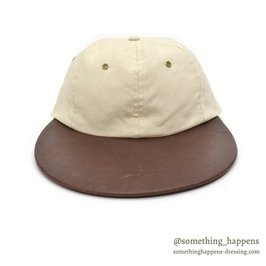 1990's ORVIS CANVAS / LEATHER LONG BILL FISHING CAP / NO LOGO...