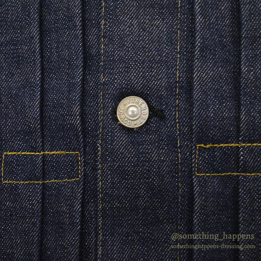 1940's DEADSTOCK FOREMOST BUCKLE BACK DENIM JACKET / LEATHER PATCH ... 36