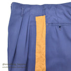 1960's RAYON YELLOW LINE BLUE SLACKS... W32