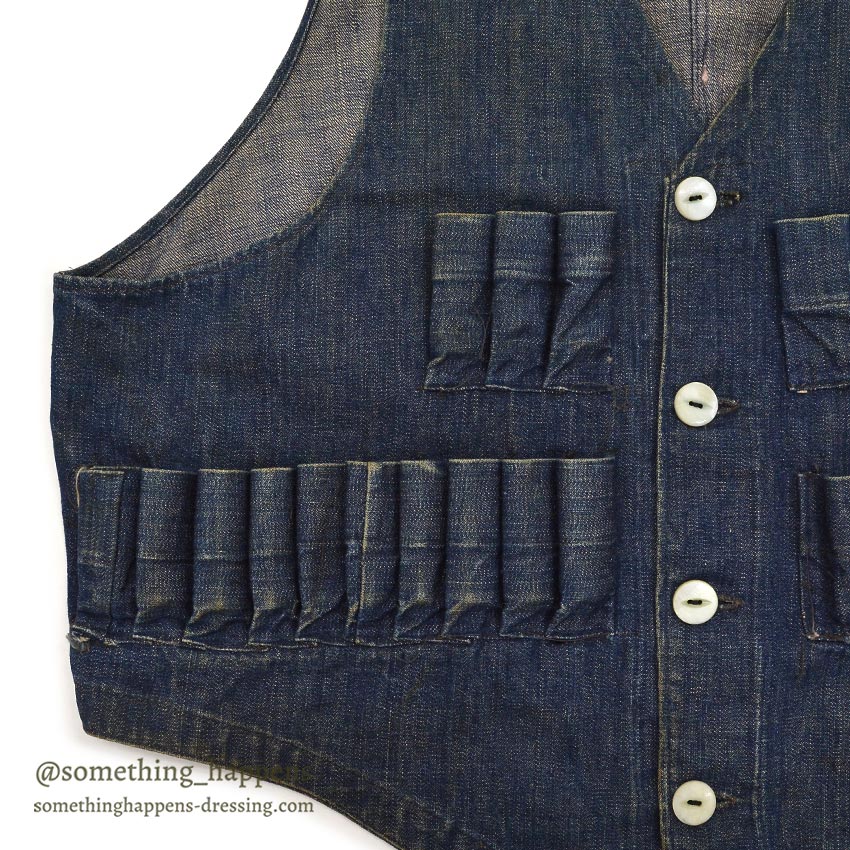 1920's~ DENIM HUNTING VEST / UNUSUAL, EXTREMELY RARE...