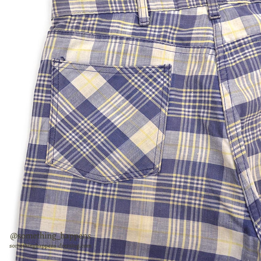 1960's INDIA MADRAS 5 POCKETS COTTON PANTS / TAPERED LEG ... W35/L29