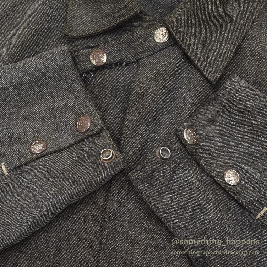 1930's MONTGOMERY WARD SALT AND PEPPER COVERALL / CHIN STRAP & SNAP BUTTON...