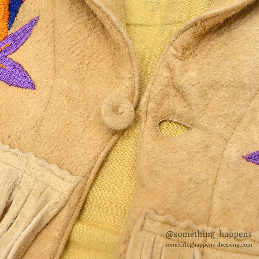 1920's~ NATIVE AMERICAN EMBROIDERY FRINGE ELK LEATHER JACKET / Extremely Rare...