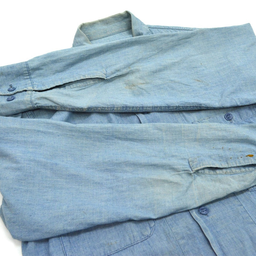 50's US Navy Stencil Box Chambray Shirt...