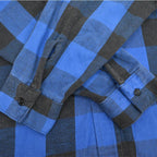 70's FIVE BROTHER Block Check Blue x Black Flannel Shirt ... M