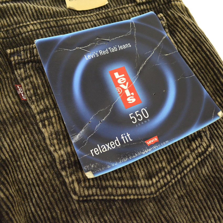 90's Deadstock Levi's 550 'relaxed fit' charcoal black corduroy pants...W31×L34