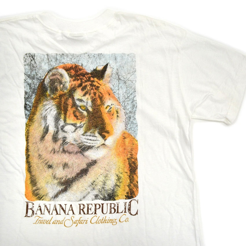 80's Deadstock BANANA REPUBLIC Old Banana Republic Animal Print Pocket T-Shirt... S