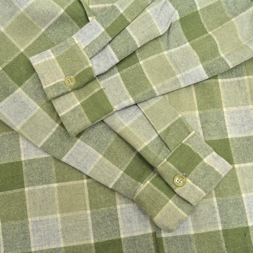 50's Richman BROTHERS Green×Gray wool check shirts... M