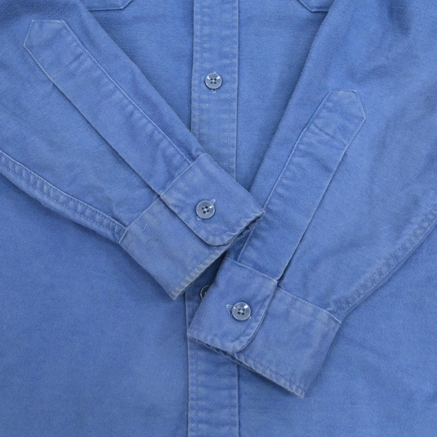 80's LLBean 'CHAMOIS CLOTH SHIRT' Blue... M