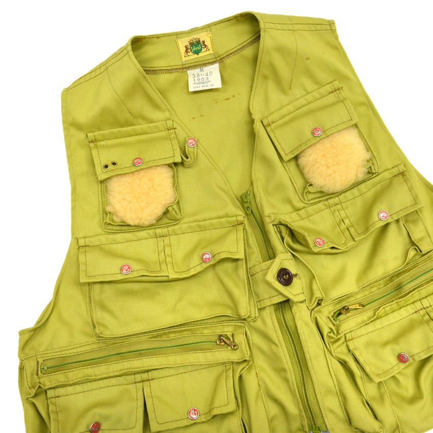~70's ideal fishing vest, lime green... M