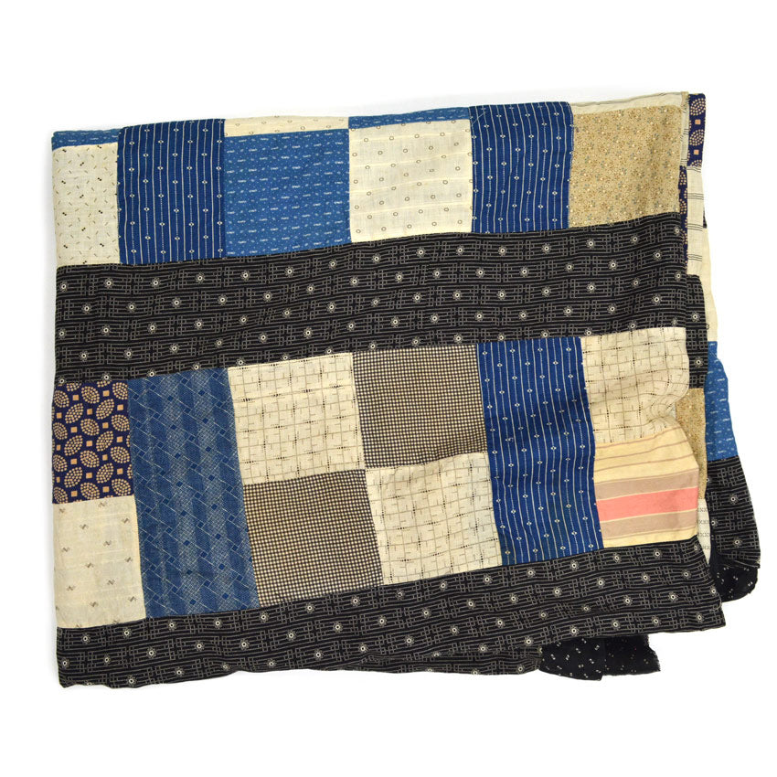 Circa 1880's~1920's Indigo Black Antique Quilt Top... 214cm×190cm
