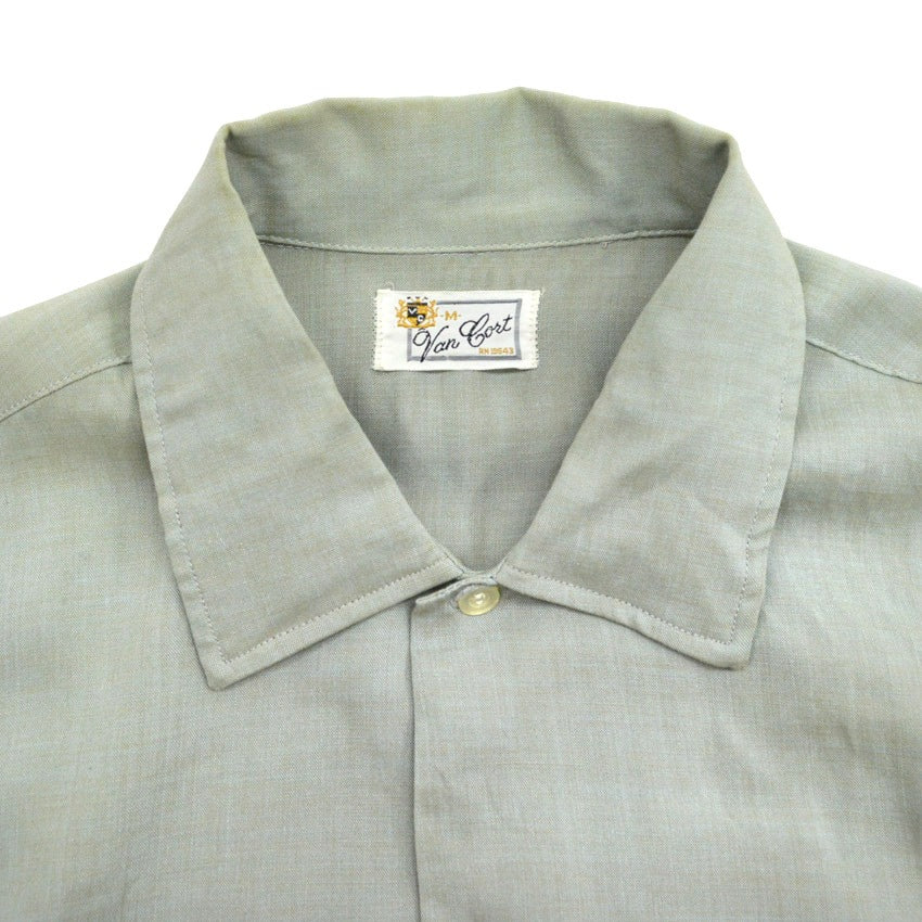60's Van Cort Rayon Shirt, Mint Green... Size M, One Wash