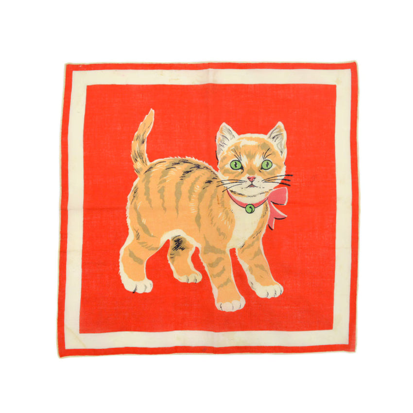 50s-style cat-themed kids' handkerchiefs, set of 3...