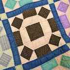 Circa ~1920's Handmade Calico Patchwork Quilt... 181cm×185cm