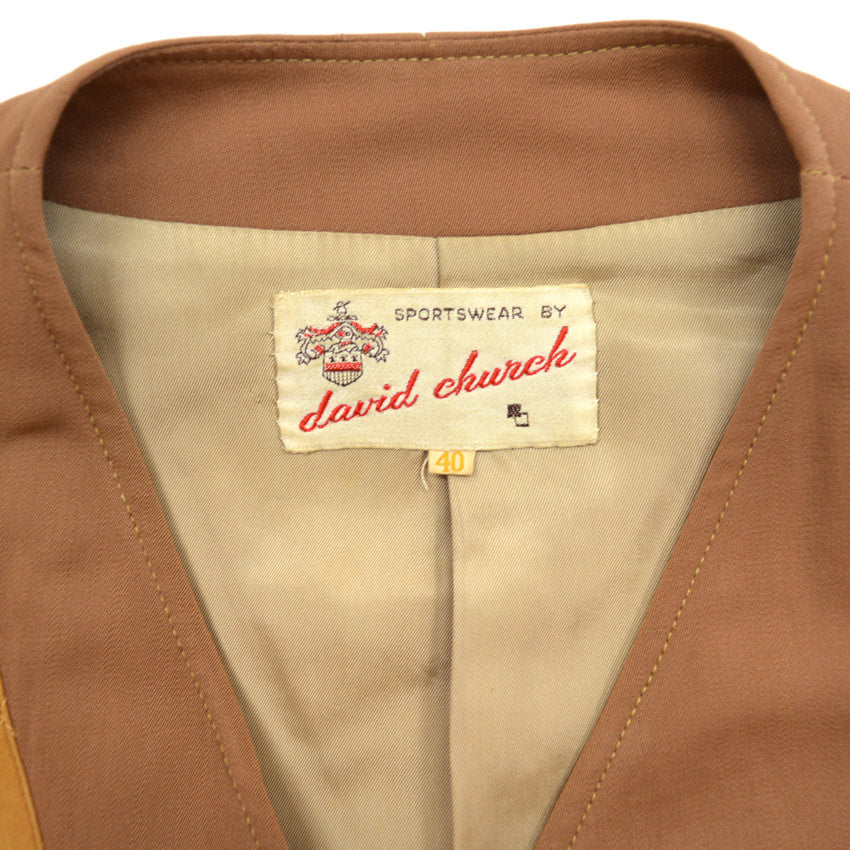 60's david church No Collar Gabardine Shooting Jacket...