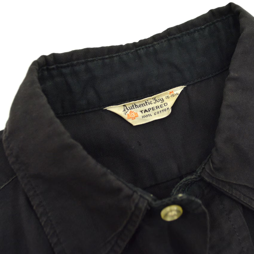 60's Authentic Ivy BLACK TWO TONE B/D SHIRT...M