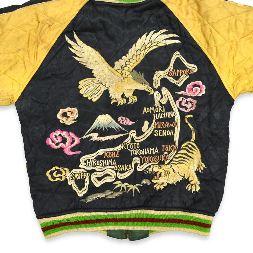 1940s- JAPAN SOUVENIR JACKET (Sukajan) with double-sided patch pockets and TOYO zipper...